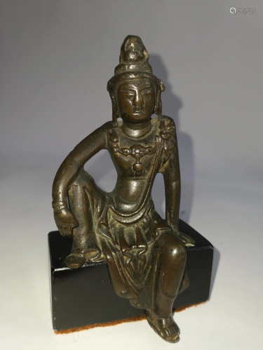 RARE SONG DYNASTY BRONZE SEATED GUANYIN S…