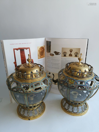 PAIR OF GILT BRONZE IMPERIAL COURT LANTERNS 1…