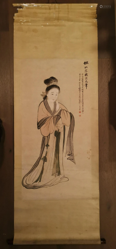 EARLY BEAUTY PAINTING HANGING SCROLL…