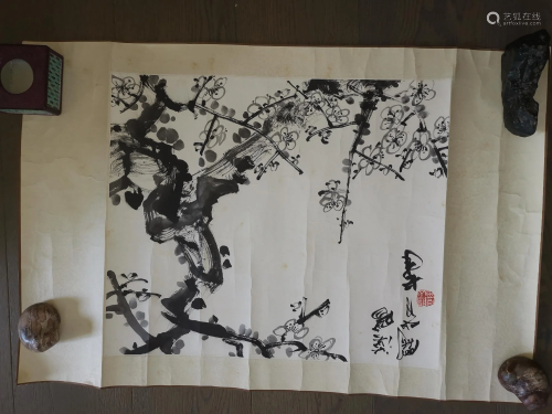 CHINESE PLUM BLOSSOM INK LENS SIGNED …