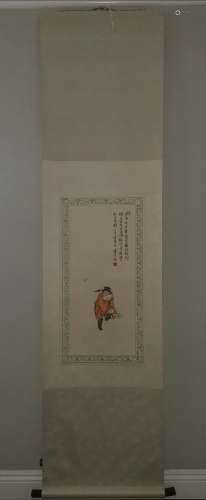 CHINESE FIGURE PAINTING SCROLL ON PAPER …