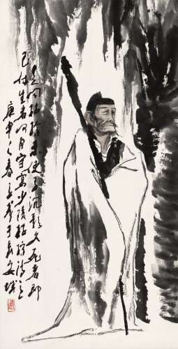 王子武庚申（1980）年作 杜甫诗意图 镜片 设色纸本