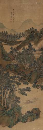 谢观生甲戌（1814）年作 湖山放棹 立轴 设色绢本