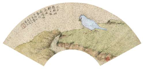 居巢丁未（1847）年作 鹦鹉 镜片 设色纸本