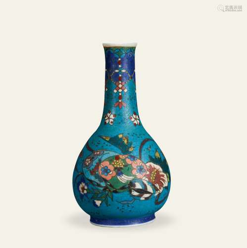 17世纪 仿掐丝珐琅粉彩三多纹胆瓶
