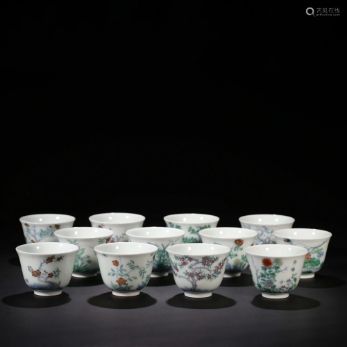 A SET OF VARY FINE WUCAI CUPS