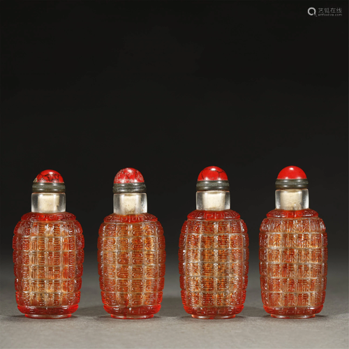 A SET OF VERY FINE GLASS SNUFF BOTTLE