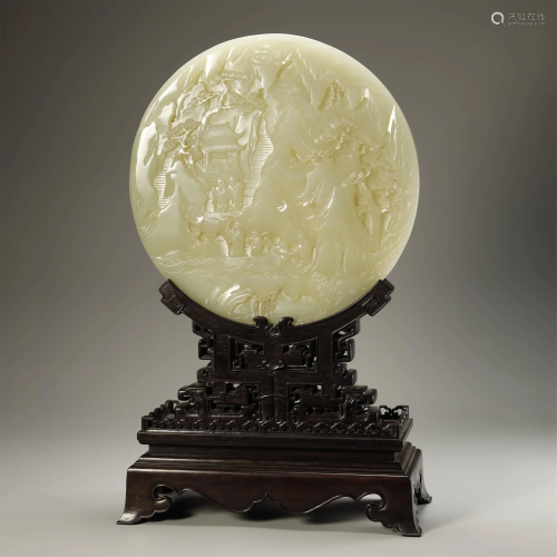 A MAGNIFICENT CARVED WHITE JADE SCREEN