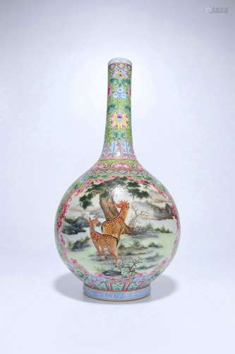 Famille Rose Porcelain Bottle Vase,Qing Dynasty