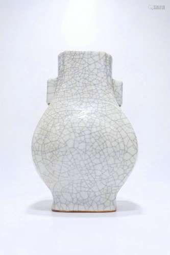 Guan-Type Glazed Porcelain Handled Vase,Qing Dynasty