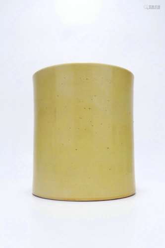 Yellow Glazed Porcelain Brush Pot,Qing Dynasty