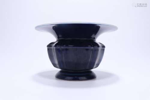 Sacrificial-Blue Glazed Porcelain Vessel,Qing Dynasty