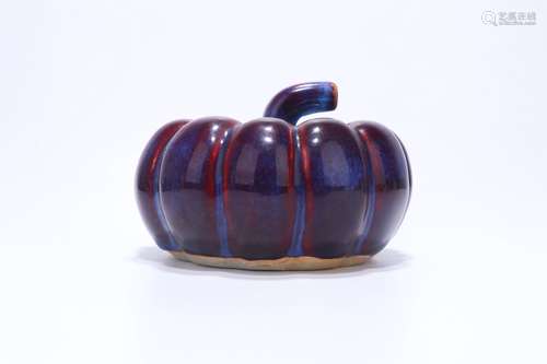 Flambe Glazed Porcelain Pumpkin,Qing Dynasty