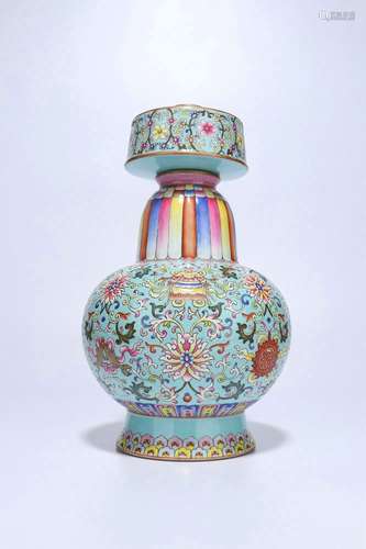 Famille Rose Porcelain Altar Vase,Qing Dynasty