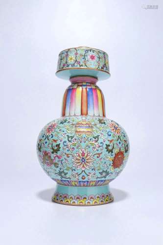 Famille Rose Porcelain Altar Vase,Qing Dynasty