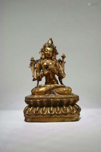 Gilt Bronze Figure Of Tara,Qing Dynasty