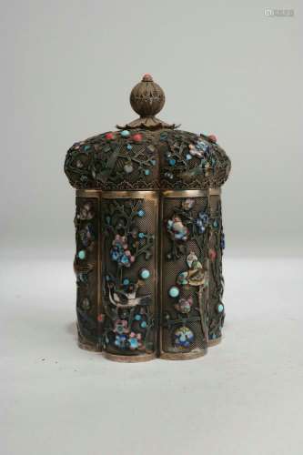 Enamel Silver Box,Qing Dynasty