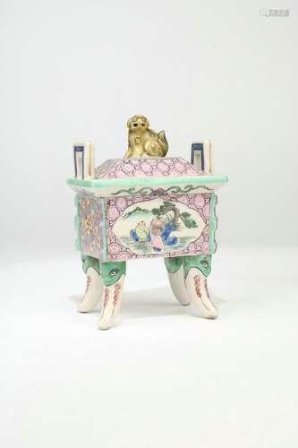 Famille Rose Porcelain Censer,Qing Dynasty