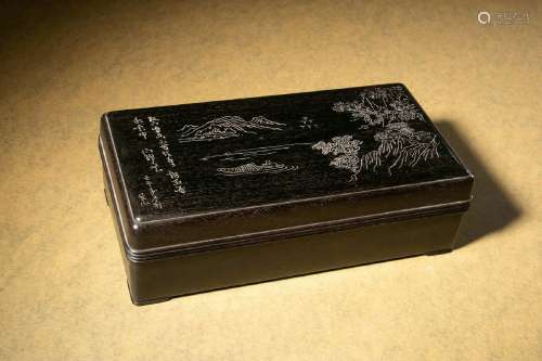 Carved Rosewood Rectangular Box And Cover