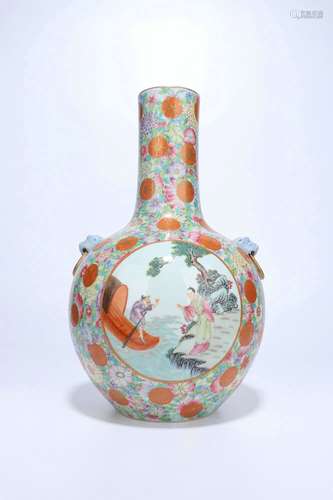 Famille Rose Porcelain Vase,Qing Dynasty