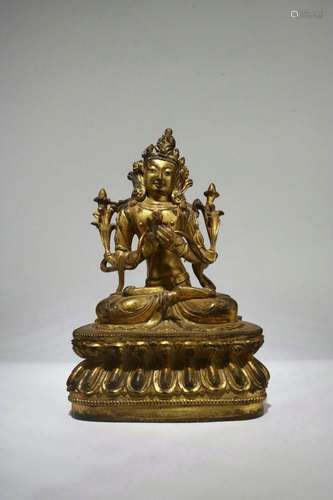 Gilt Bronze Figure Of Tara,Qing Dynasty