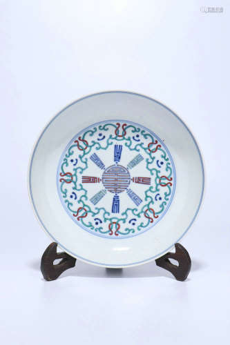 Doucai Porcelain Dish,Qing Dynasty