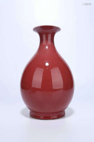 Sacrificial-Red Glazed Pear Shaped Vase,Qing Dynasty