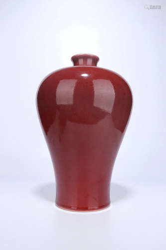 Sacrificial-Red Glazed Porcelain Vase,Qing Dynasty