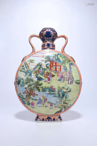 Famille Rose Porcelain Moon Flask,Qing Dynasty