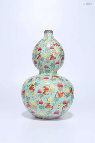 Famille Rose Porcelain Gourd Vase,Qing Dynasty