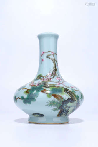 Famille Rose Porcelain Pear Shaped Vase,Qing Dynasty