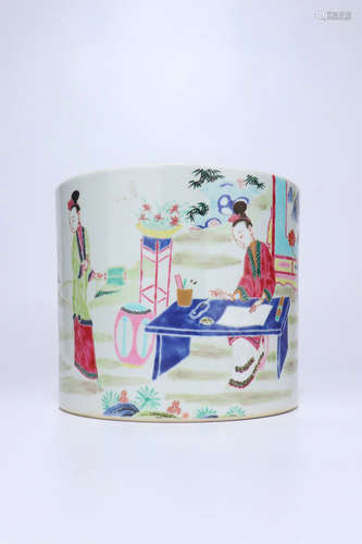 Famille Rose Porcelain Brush Pot,Qing Dynasty