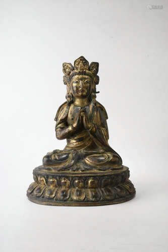 Gilt Bronze Figure Of Guanyin,Qing Dynasty