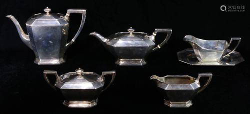 (lot of 6) Durgin Art Deco sterling tea and coffee