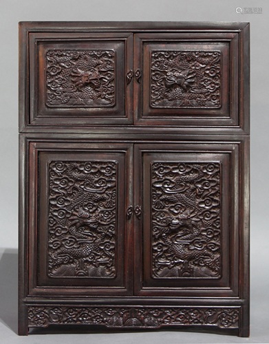 Chinese Huanghuali miniature cabinet