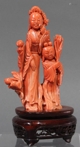 Chinese red coral sculpture