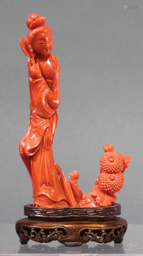 Chinese red coral sculpture