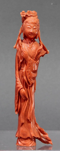 Chinese red coral sculpture