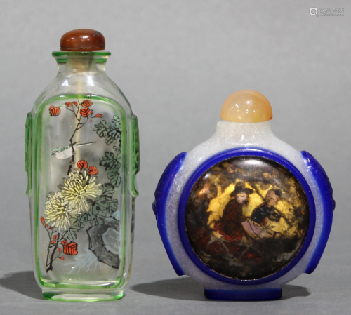 (lot of 2) Inside Painted Peking glass snuff bottles