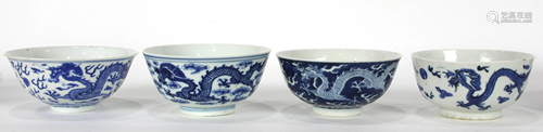 (Lot of 14) A Group of Chinese Blue and White Bowls