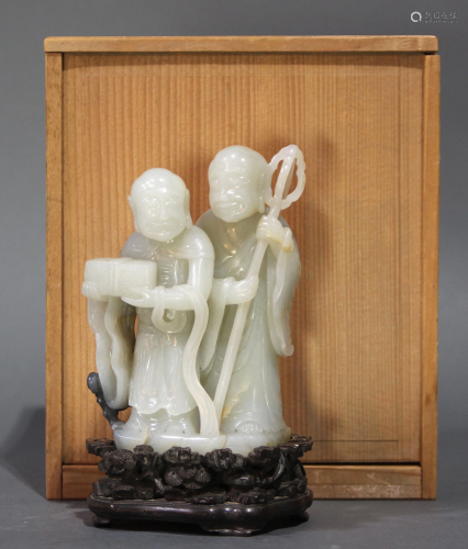 A Chinese White Jade Carving of The 'Hehe Erxian'