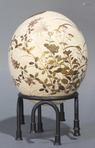 Shibayama style lacquered ostrich egg