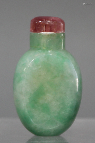 A Fine Chinese Green Jadeite Snuff Bottle