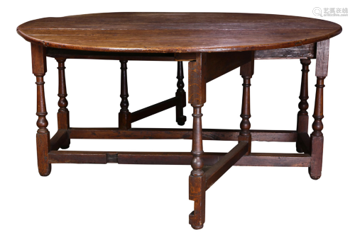 An English oak gate leg table, late 17th/early 18th