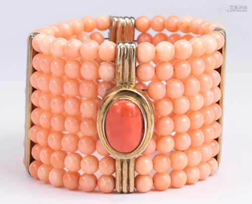 Coral, sterling silver bracelet