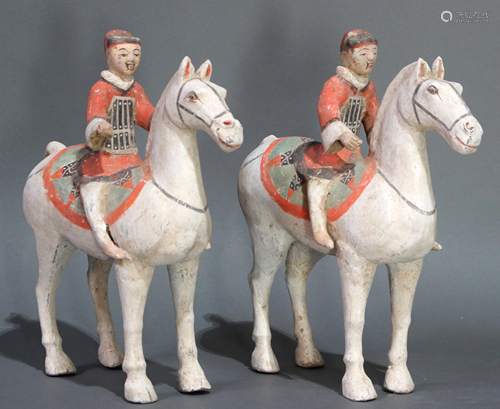 Chinese pair of terracotta figures of horse an…