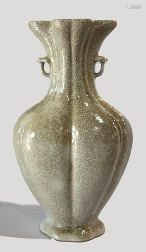 Chinese Guan-type lobed baluster vase