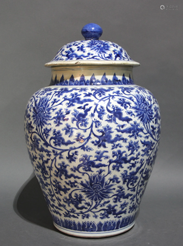 A Large Chinese Blue And White Baluster Jar and A …