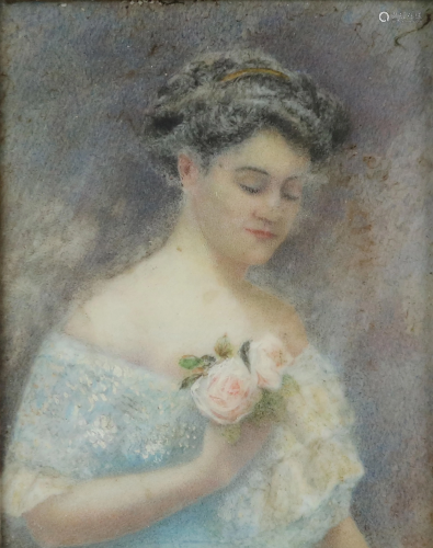 Miniature painting, Lady with Roses