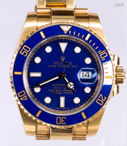 Rolex Submariner, 18k yellow gold wristwatch REF: